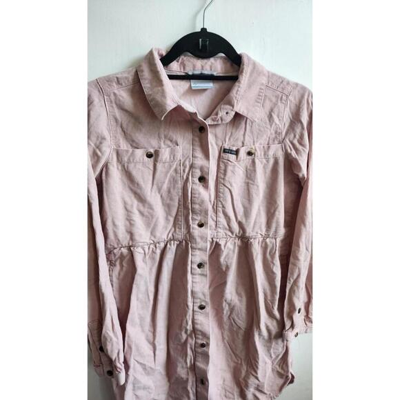 Columbia Shirt Womens Large Pink Corduroy Long Sleeve Button Front Outdoors Top - Picture 2 of 7